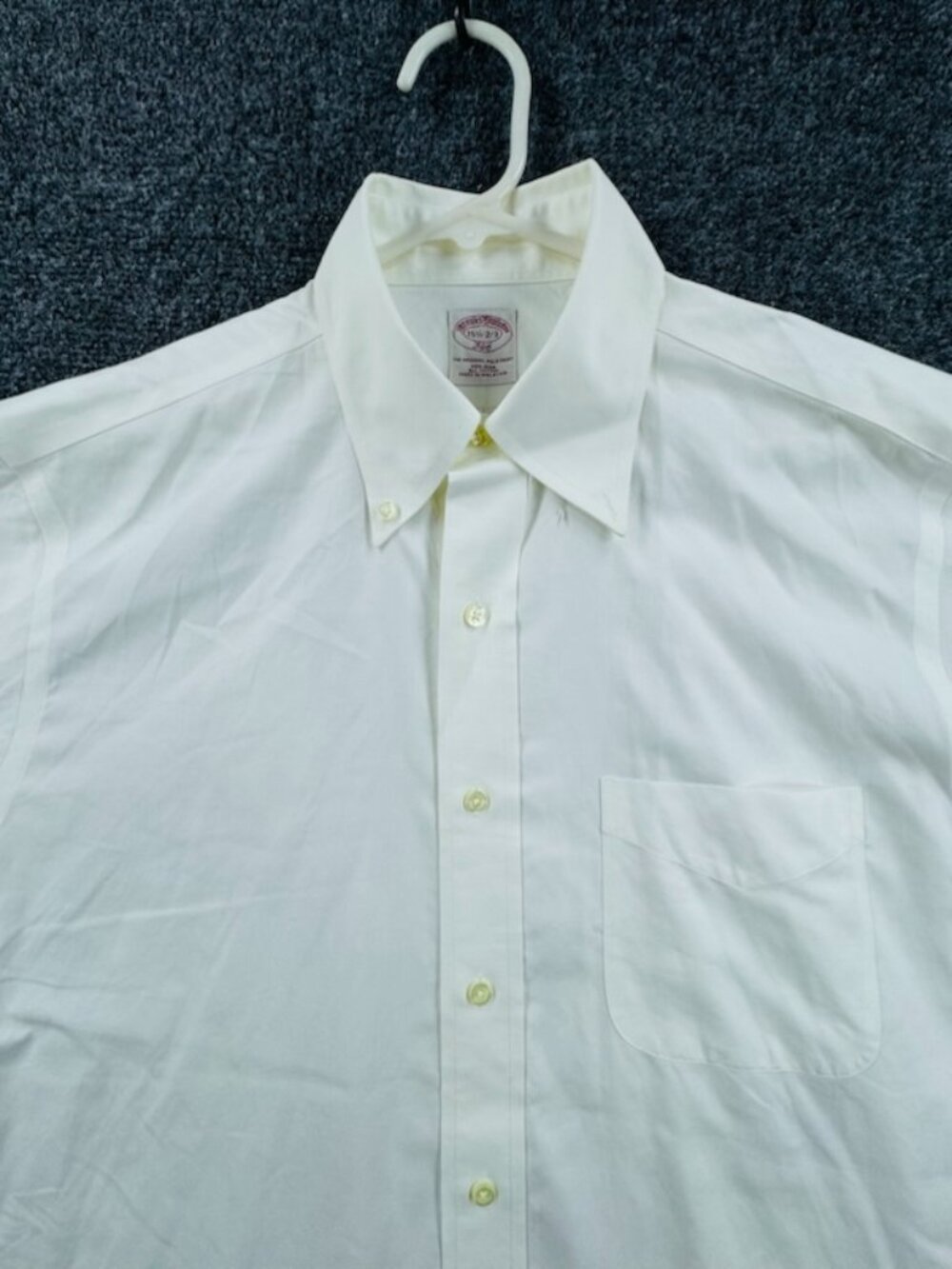 Brooks Brothers 15.5 2/3 Button-Down Cotton Non-Iron Mens White Shirt Solid